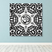 Zwart-wit om ster te scheuren Mandala Canvas Afdruk (Insitu (Houten vloer))