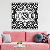 Zwart-wit om ster te scheuren Mandala Canvas Afdruk (Insitu (Woonkamer))