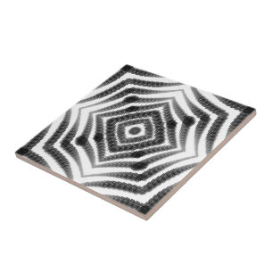 Zwart-Wit Ombré Hypnotische Slangenhuid Abstract Tegeltje
