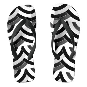 zwart wit ombre zigzag chevron patroon teenslippers