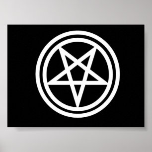 Zwart-wit omgekeerd pentagram poster, med. poster