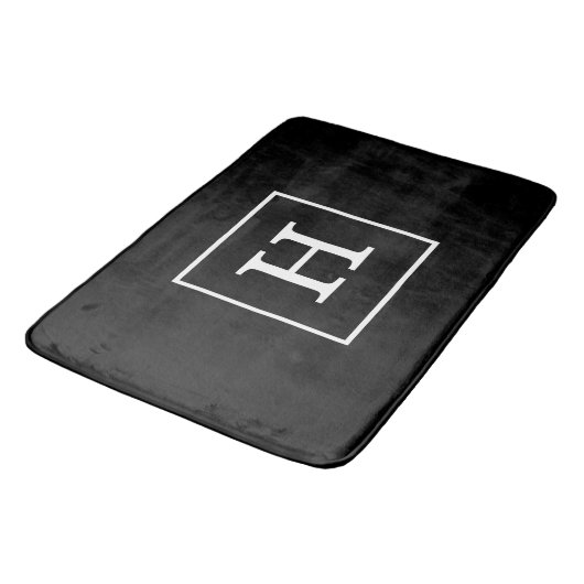 Zwart wit omhuld Initiaal monogram Badmat (Gekanteld)
