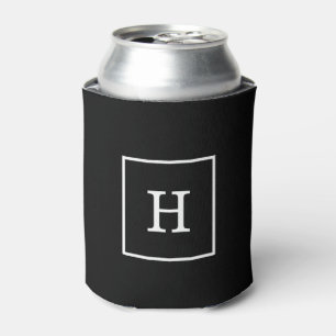 Zwart wit omhuld Initiaal monogram Blikjeskoeler