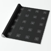 Zwart wit omhuld Initiaal monogram Cadeaupapier (Uitgerold)