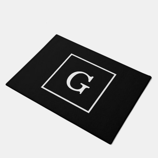 Zwart wit omhuld Initiaal monogram Deurmat (Schuin)