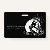 Zwart Wit One-legged King Pigeon Yoga Pose Logo Badge (Achterkant)