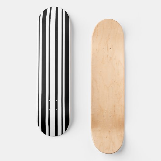 Zwart-wit oneffen strepen skateboard (Voorkant)