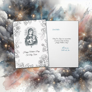 Zwart-wit ontwerp Virgin Mary Moederdag Kaart