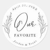 Zwart-wit Onze favoriete huwelijksgunst Sticker (Voorkant)