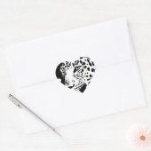 Zwart & Wit Oog van Luipaard Hart Sticker (Envelop)