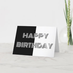 Zwart-wit Op Art Minimalist Happy Birthday Kaart