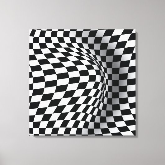 Zwart wit op art optische illusie abstract canvas afdruk (Voorkant)