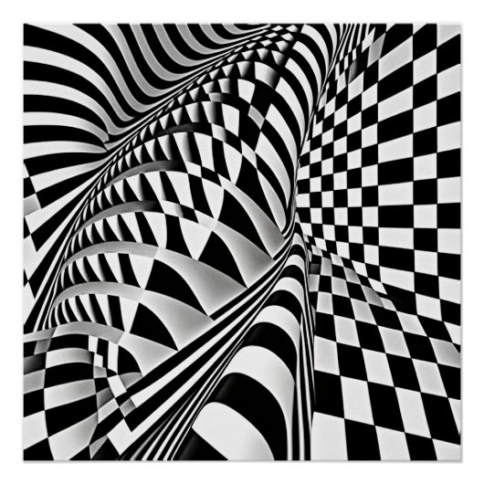 Zwart-wit op-art perfect poster (Voorkant)