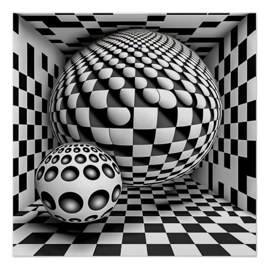 Zwart-wit op-art perfect poster (Voorkant)