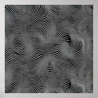 Zwart-wit Op Art Spiraalpatroon Poster