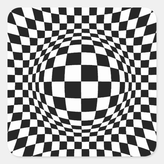 Zwart-wit Op Art Square Vierkante Sticker (Voorkant)