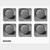Zwart-wit op-art vierkante sticker (Vel)