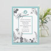 Zwart-wit op blauwe uitnodiging (Staand voorkant)