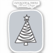 Zwart-wit op grijze kerstboom sticker (Voorkant)