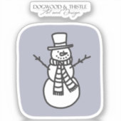 Zwart-wit op grijze modder Winter Snowman Sticker (Voorkant)