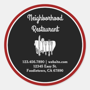 Zwart-wit op Red Custom Restaurant Stickers