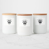 Zwart-wit opa's Granddog 1 grote hond paw Voedselcontainer Etiket (Flessen)