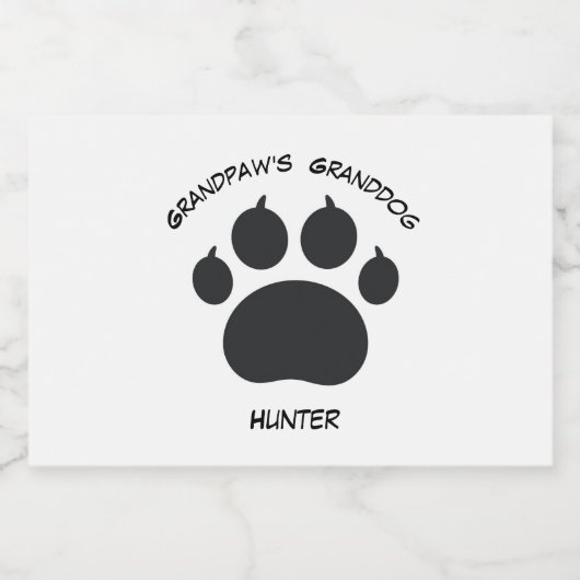 Zwart-wit opa's Granddog 1 grote hond paw Voedselcontainer Etiket (Enkel label)