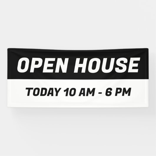 Zwart & Wit Open Huis l Onroerend goed Spandoek (Horizontaal)