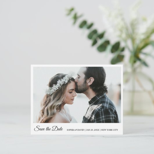 Zwart-wit opslaan Datum foto Briefkaart (Staand voorkant)