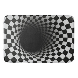 Zwart-wit optische illusie tunnel badmat