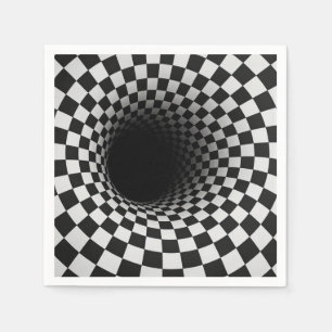 Zwart-wit optische illusie tunnel servet