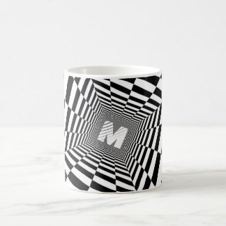 Zwart-wit optische illusie, wit monogram koffiemok