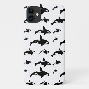 Zwart wit orca Killer Whale Marine Print iPhone 11 Hoesje