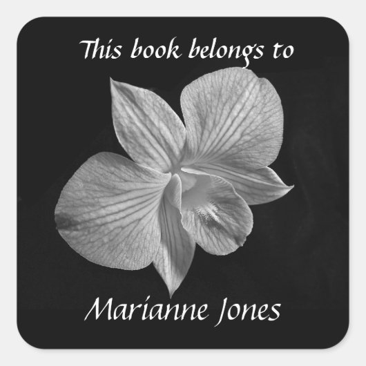 Zwart & Wit Orchidee Boekplaat Sticker (Voorkant)