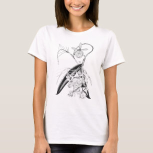 Zwart-wit Orchidee Botanisch T-shirt