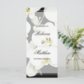 Zwart-wit orchidee bruiloft programma (Staand voorkant)