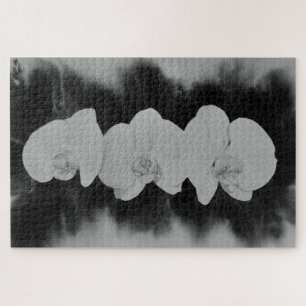 Zwart wit orchidee schilderij tropische bloemen legpuzzel