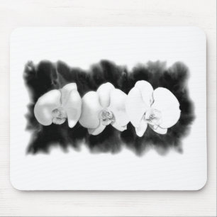 Zwart wit orchidee schilderij tropische bloemen muismat