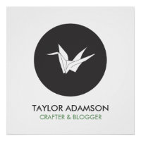 Zwart-wit Origami Crane Logo