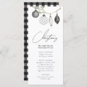 Zwart & Wit Ornament Kerstdiner Menu (Voorkant / Achterkant)