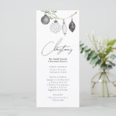Zwart & Wit Ornament Kerstdiner Menu (Staand voorkant)