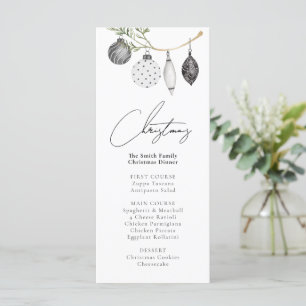 Zwart & Wit Ornament Kerstdiner Menu