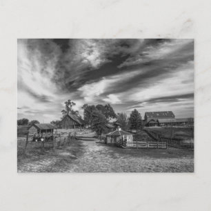 Zwart-wit Oud Boerderij Briefkaart