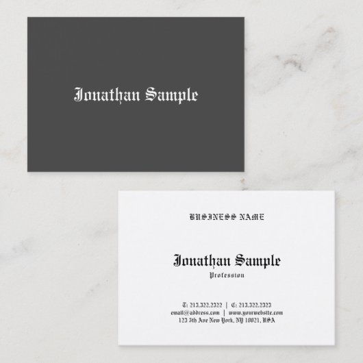 Zwart Wit Oud Engels Tekst Nostalgische Sjabloon Visitekaartje (Voorkant / Achterkant)