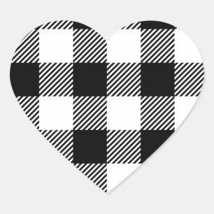 Zwart-wit Outdoor Gingham Patroon Art Design Hart Sticker