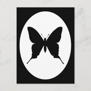 Zwart-wit ovale frame vlinder silhouet briefkaart