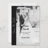 Zwart-wit Overlay foto bruiloft uitnodiging (Voorkant)