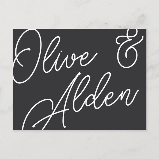 Zwart-wit overmaats script keuze RSVP Briefkaart (Voorkant)