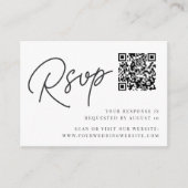 Zwart-wit overmaats script QR-code RSVP Informatiekaartje (Voorkant)