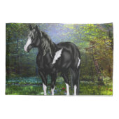 Zwart-wit oververf paard kussensloop (Achterkant)